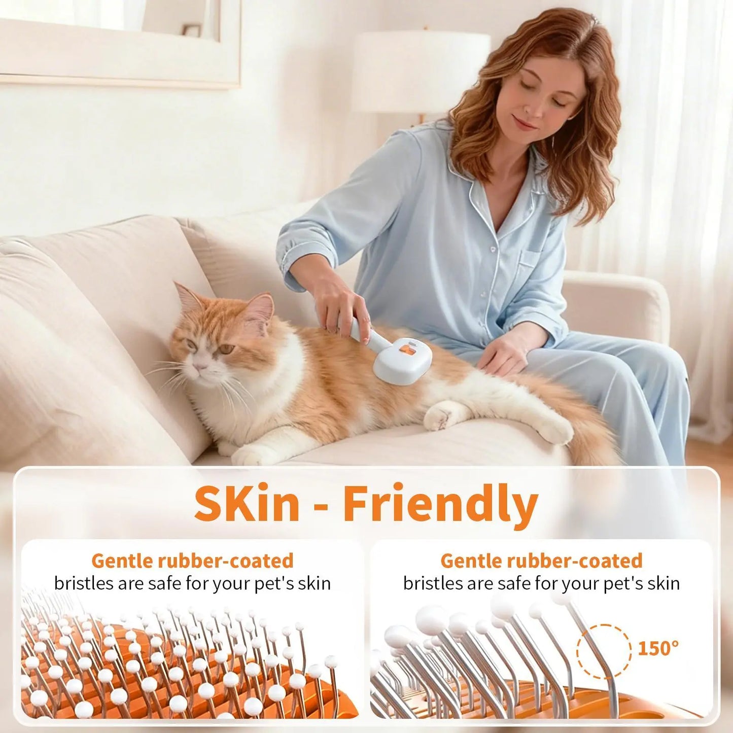 【Furlyn】Pet Hair Remover Brush for Dogs & Cats with Spray Mist – Self Cleaning Slicker Brush, One-Click Deshedding Grooming Comb, Viral Tiktok Pet Grooming Tool for Shedding & Undercoat Removal