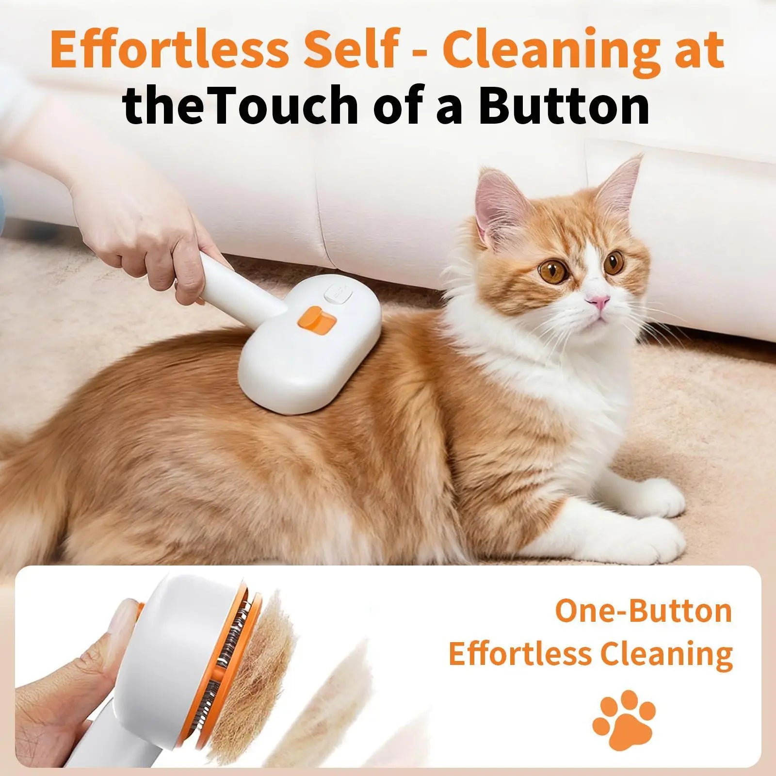 【Furlyn】Pet Hair Remover Brush for Dogs & Cats with Spray Mist – Self Cleaning Slicker Brush, One-Click Deshedding Grooming Comb, Viral Tiktok Pet Grooming Tool for Shedding & Undercoat Removal
