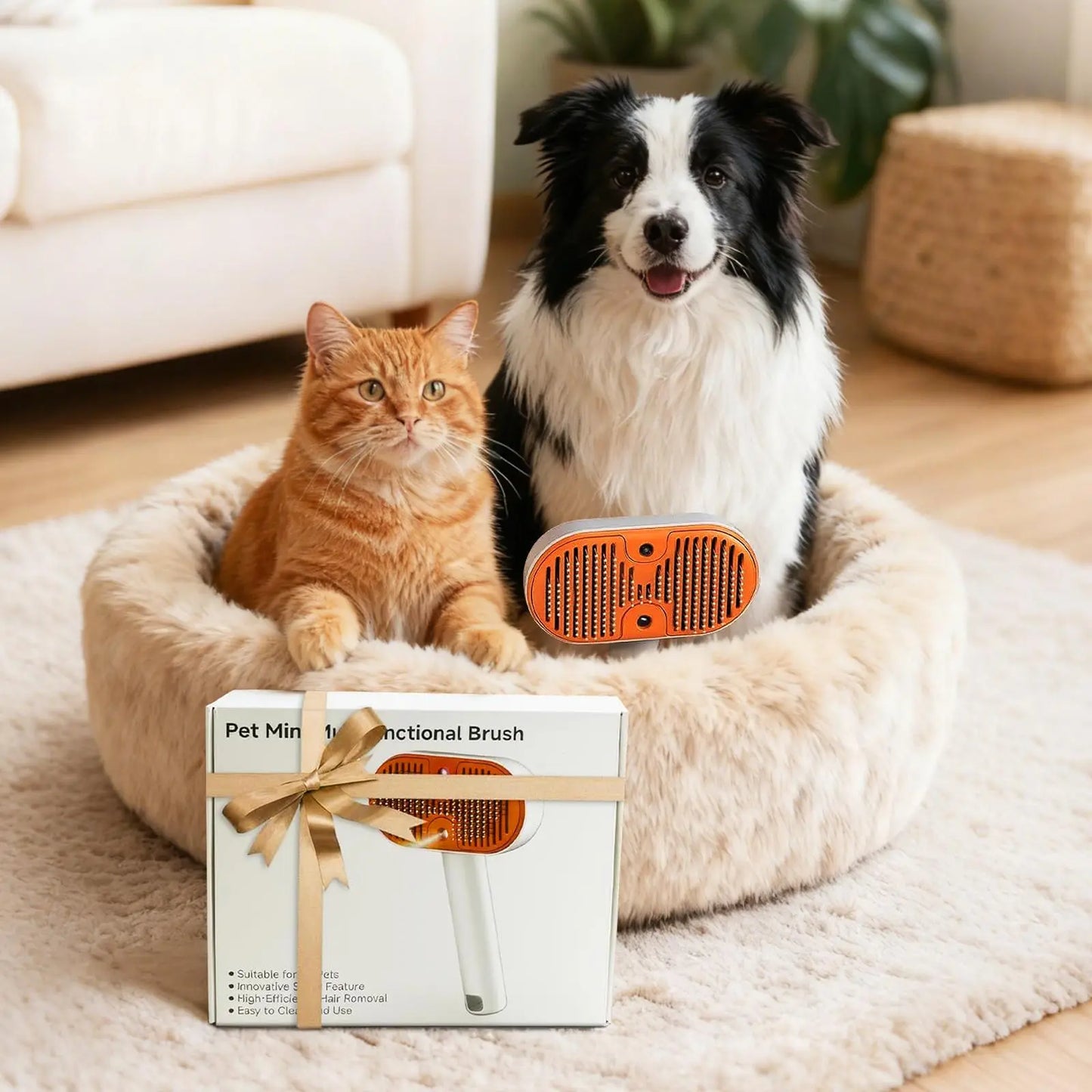 【Furlyn】Pet Hair Remover Brush for Dogs & Cats with Spray Mist – Self Cleaning Slicker Brush, One-Click Deshedding Grooming Comb, Viral Tiktok Pet Grooming Tool for Shedding & Undercoat Removal